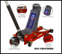 Sealey 2001LERE Low Profile Trolley Jack with Rocket Lift 2.25 Tonne - Red
